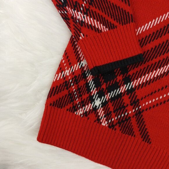 NWT CHARTER CLUB Fall Christmas Sweater Girls Size 5 Plaid Pullover Crew Neck - Picture 6 of 10